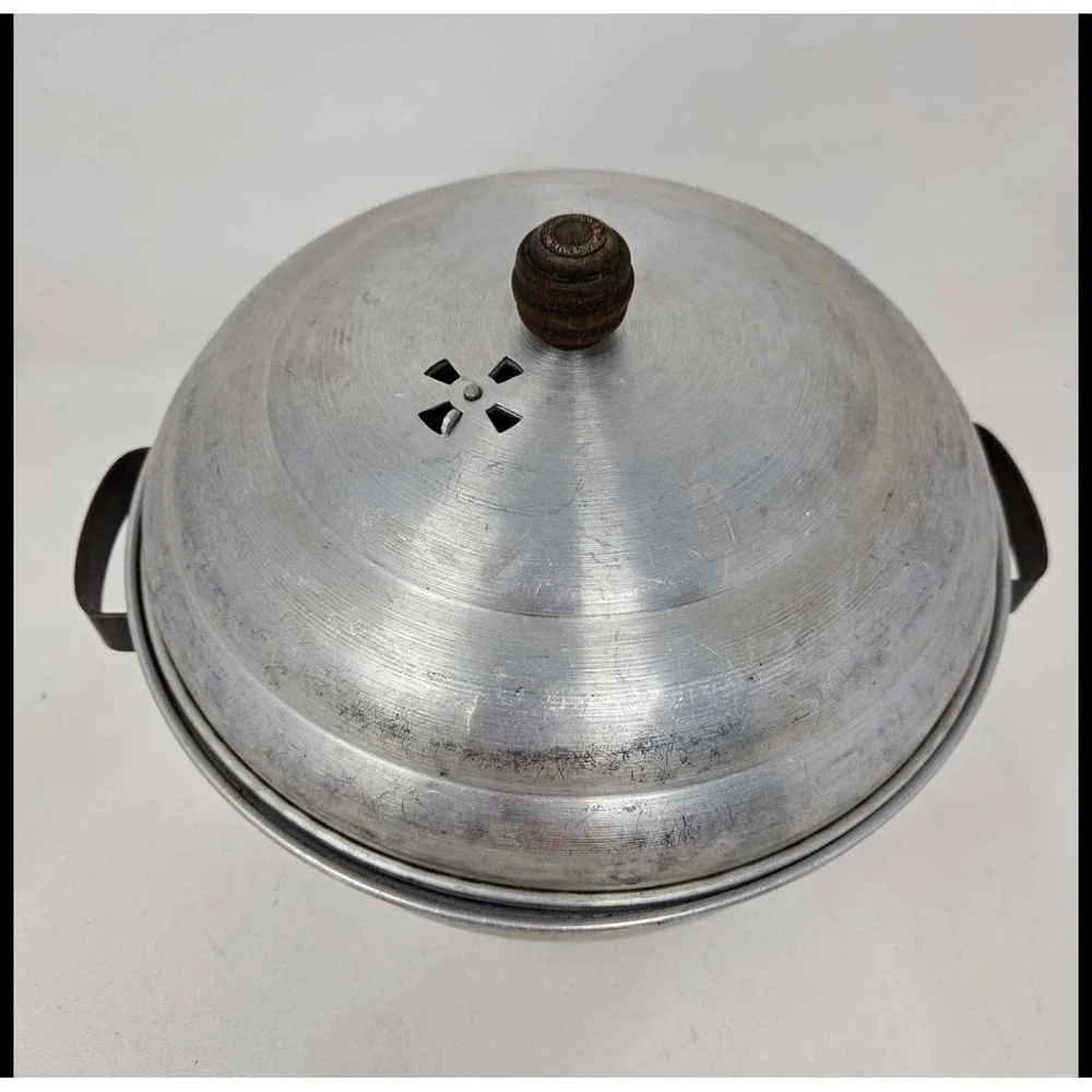Vintage Pure Aluminum Steamer Pan Lid‎ Wire Rack USA 9.5in Silver Mid Century